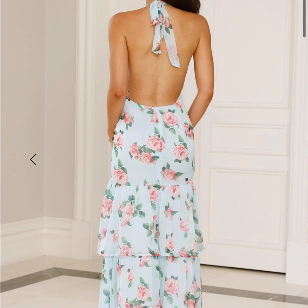 Hello Molly Floral Halter Maxi Dress - Blue and Pink - Picture 4 of 7